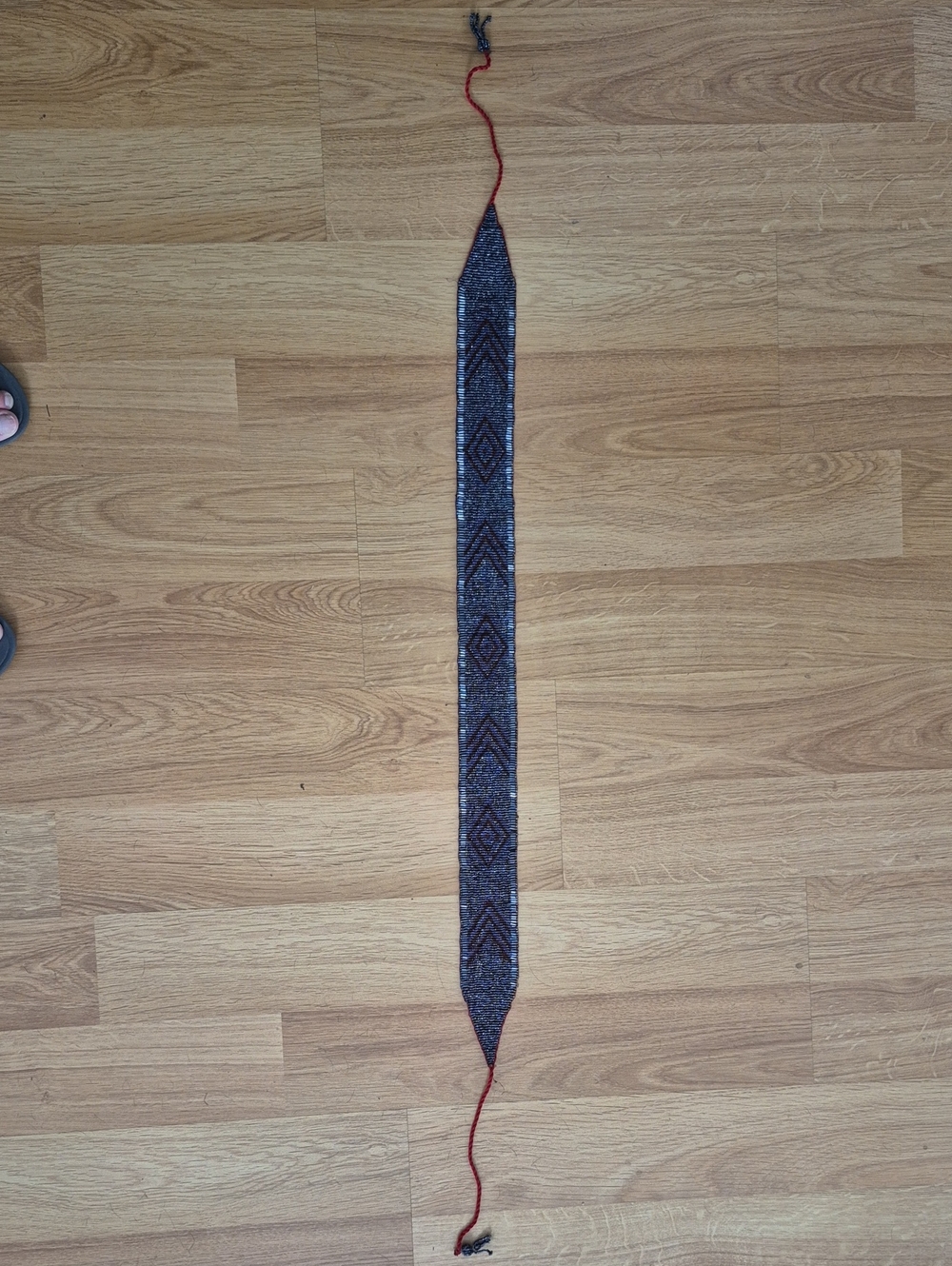 Women's Beaded Belt Strap/sash - Navy and Red